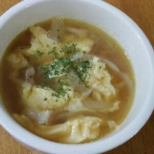 簡単☆玉ねぎとベーコンのコンソメ卵とじスープ